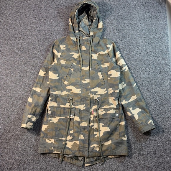 Levi's Jackets & Blazers - Levi's Camouflage Hooded Utility Jacket Women's Small Green Parka Camo Outdoor‎